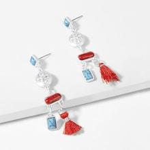 Shein Marble Pattern Tassel Drop Earrings