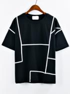 Shein Contrast Binding T-shirt - Black