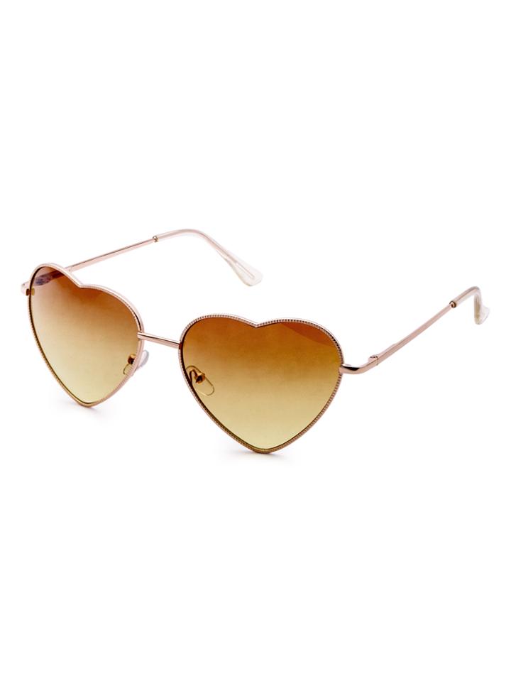 Shein Metal Heart Shaped Frame Brown Lens Sunglasses