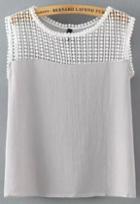Shein Grey Round Neck Lace Loose Tank Top