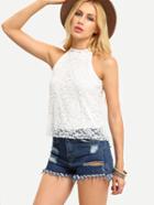 Shein Keyhole Halter Neck Lace Top