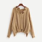 Shein Plus Raw Cut Trim Solid Sweater