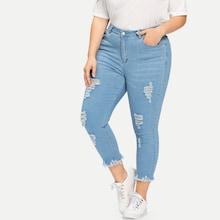 Shein Plus Raw  Hem Ripped Jeans