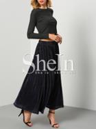 Shein Purple Elastic Waist Pleated Maxi Skirt