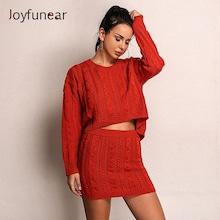 Shein Drop Shoulder Mixed Knit Sweater And Sweater Skirt Set