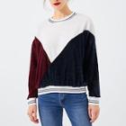 Shein Contrast Striped Color Block Sweatshirt