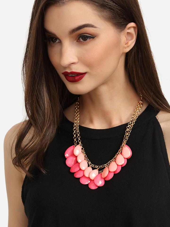 Shein Sweet Two-layered Gemstone Chain Necklace