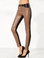 Shein Contrast Faux Leather Side Zip Pants