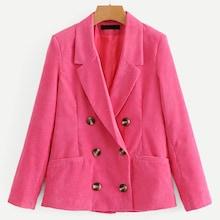 Shein Double Breasted Solid Corduroy Blazer