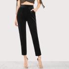 Shein Pocket Front Velvet Cigarette Pants