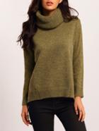 Shein Green Turtle Neck Split Loose Sweater