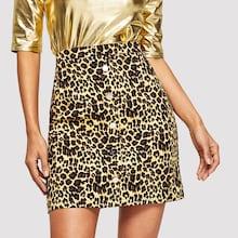 Shein Leopard Print Button Up Skirt