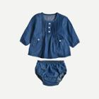 Shein Girls Seam Detail Denim Blouse With Shorts