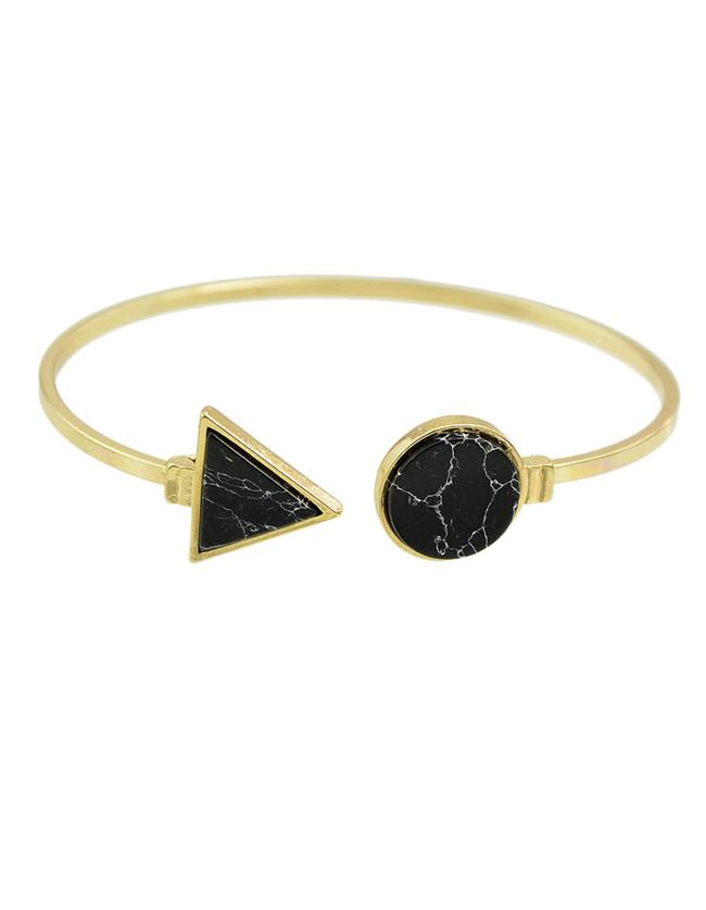 Shein Black Turquoise Cuff Open Bracelet