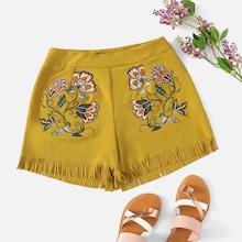 Shein Fringe Flower Print Shorts