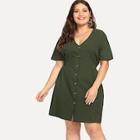 Shein Plus Single Breasted Solid Dress