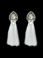 Shein White Bohemian Style Colorful Water Drop Crystal Tassel Long Dangle Earring