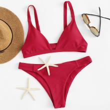 Shein Caged Back Ruched Detail Bikini Set