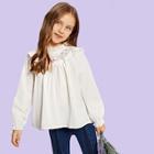 Shein Toddler Girls Frill Trim Embroidery Detail Blouse