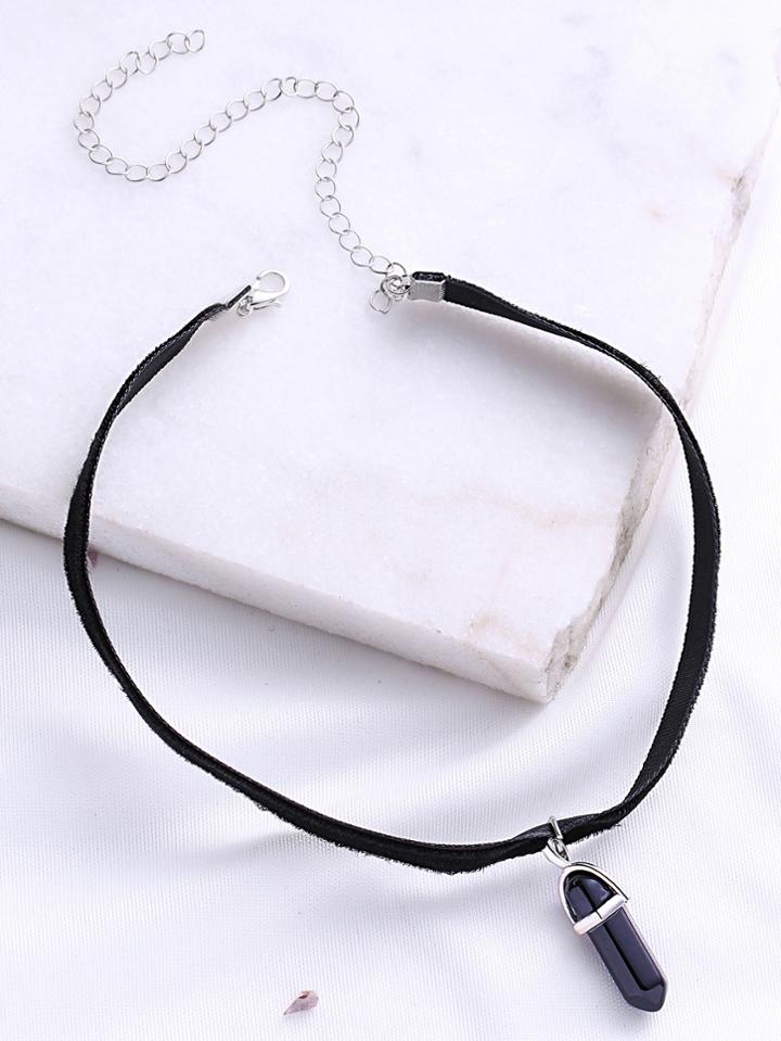 Shein Black Crystal Pendant Choker