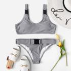 Shein Belt Design Plain Bikini Set
