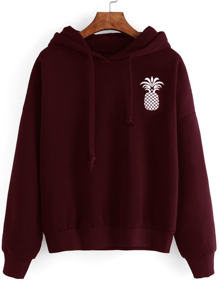 Shein Pineapple Print Drop Shoulder Hoodie