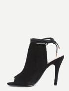 Shein Peep Toe Lace-up Slingback Pumps - Black