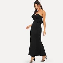 Shein One Shoulder Ruffle Dip Hem Dress