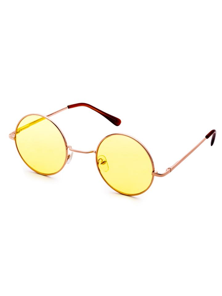 Shein Metal Frame Yellow Round Lens Retro Style Sunglasses