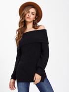 Shein Vented Hem Foldover Bardot Jumper