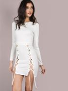 Shein Double Tie Sleeve Mini Dress Ivory