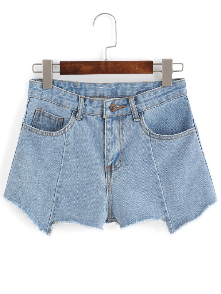 Shein Asymmetrical Denim Blue Shorts
