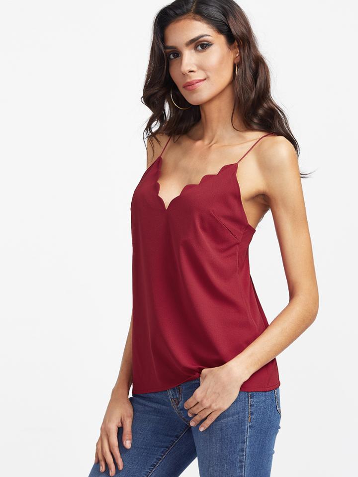 Shein Scallop Neckline Strappy Cami Top