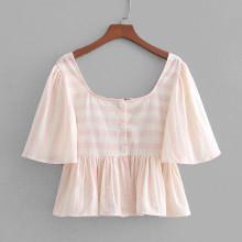 Shein Contrast Stripe Angel Sleeve Blouse