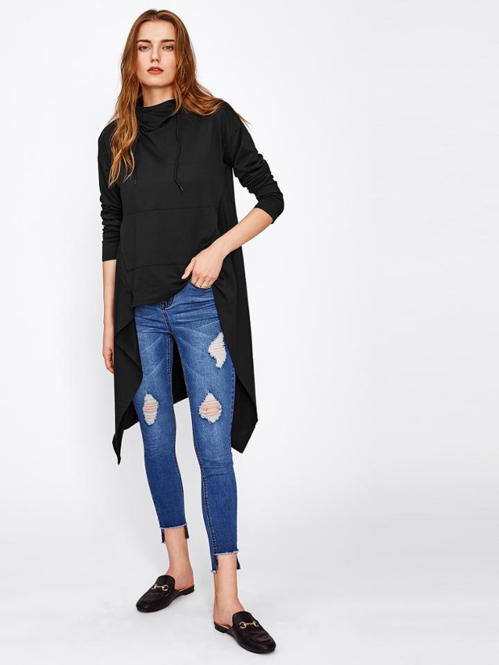 Shein Hooded Dip Hem Sweatshirt