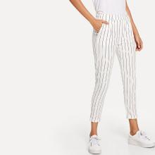 Shein Pinstriped Elastic Waist Pants