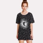 Shein Galaxy Print Longline T-shirt