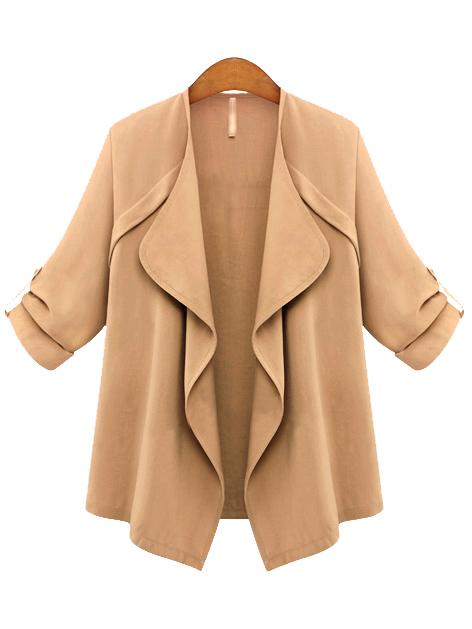 Shein Apricot Long Sleeve Drape Front Coat