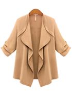 Shein Apricot Long Sleeve Drape Front Coat