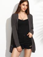 Shein Heather Grey Drop Shoulder Cardigan
