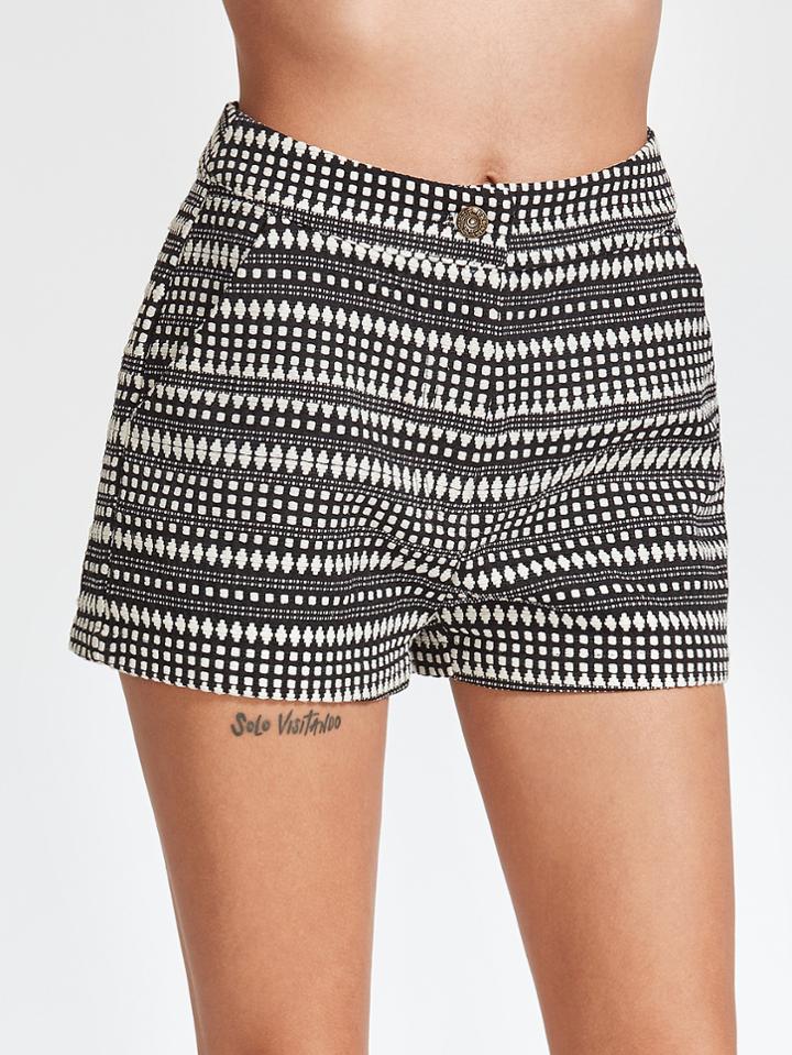Shein Black And White Jacquard Shorts