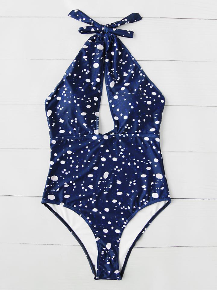 Shein Graphic Print Halter Swimsuit