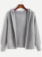 Shein Grey Raglan Sleeve Hooded Sweater Coat
