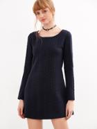 Shein Navy Cable Pattern A-line Dress