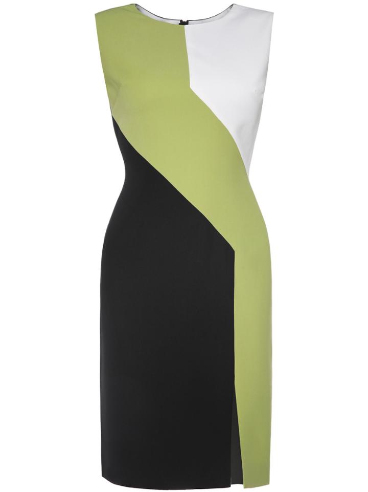 Shein Green Color Block Zipper Sheath Dress