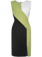 Shein Green Color Block Zipper Sheath Dress