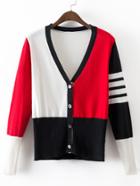 Shein Multicolor V Neck Button Knitwear