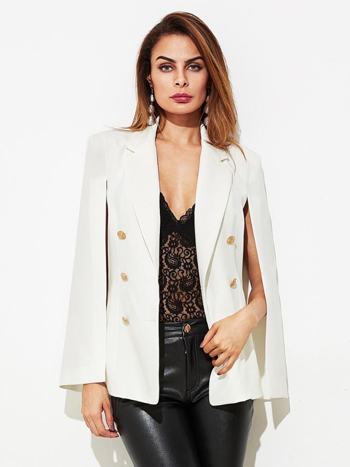 Shein Gold Button Tailored Cape Blazer