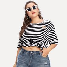 Shein Plus Applique Striped Tee