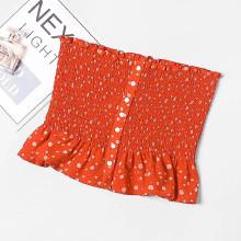 Shein Calico Print Ruffle Hem Shirred Tube Top
